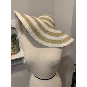 White and Gold Floppy Summer Hat